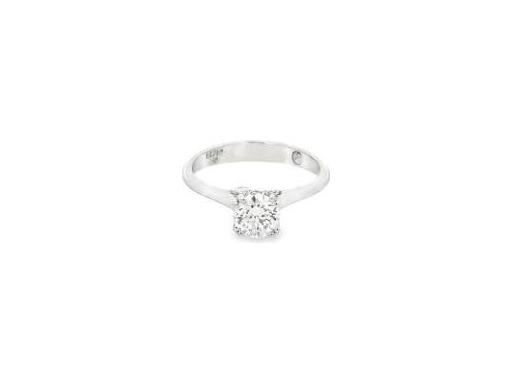 18K White Gold Solitaire Ring with GIA Certified Natural Round Diamond and Hidden Natural Diamonds